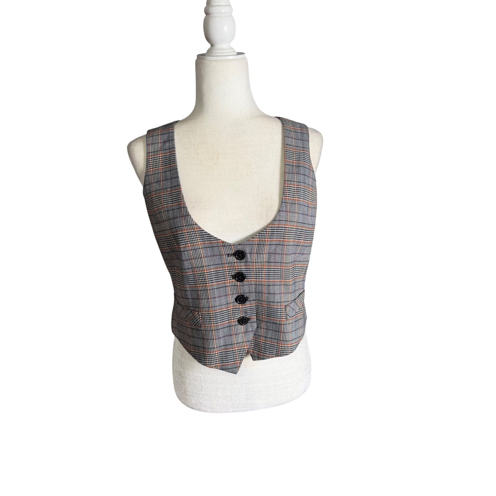Vintage Larry Levine Plaid Tailored Button-Front Vest – L–XL Fit